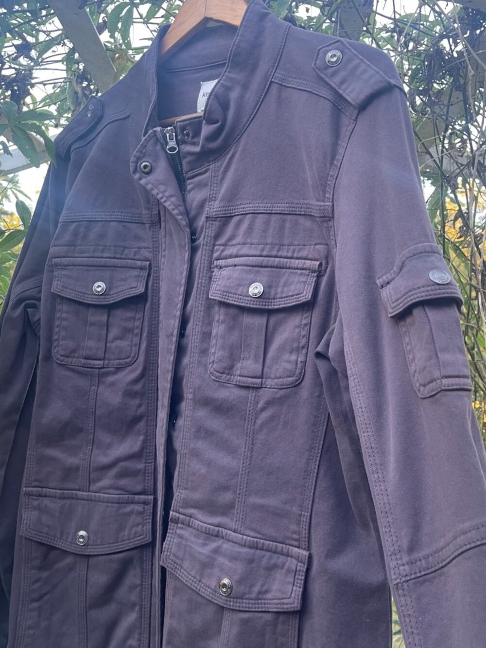 NWOT Kensie Gray Utility Jacket Distressed Grunge Gorpcore XL Cargo Multi-Pocket - Picture 12 of 16
